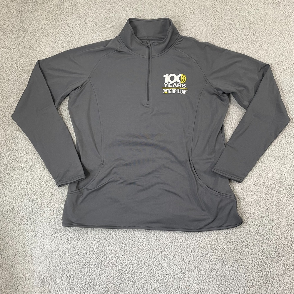 NWT Caterpillar 100 Years 1/2 Zip Women XL Gray Sport-tek Performance Pullover